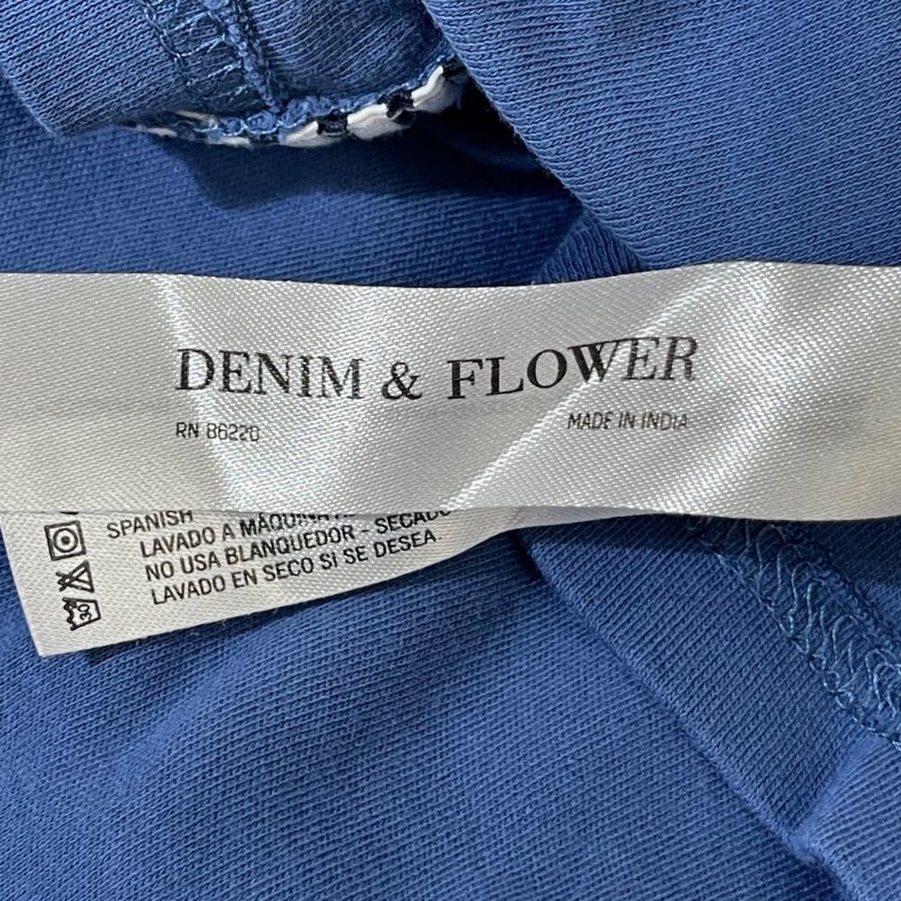 Denim & Flower Ricky Singh Polo Shirt Size M Medium Blue White Zip - Picture 5 of 7